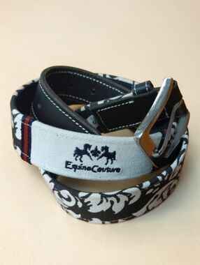 Equine Couture Women's S Leather and Canvas Belt Black Equestrian
